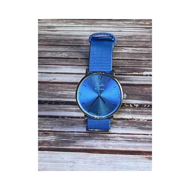 Menthe à l'eau - Montre Femme L'Imprévu Fond Bleu Turquoise bracelet nato bleu