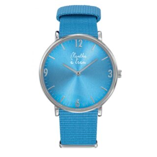 Menthe à l’eau - Montre Femme L’Imprévu Fond Bleu Turquoise bracelet nato bleu