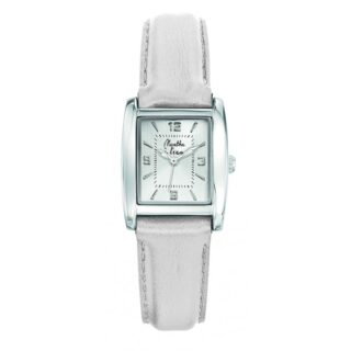 Menthe à l’eau - Montre Femme La Rectangle bracelet cuir argenté fond argent