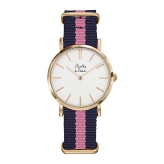 Menthe à l’eau - Montre Femme La Résistante bracelet nato bleu/rose rose dorée