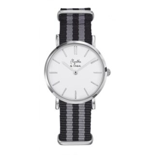 Menthe à l’eau - Montre Femme La Résistante bracelet nato noir/gris chromée