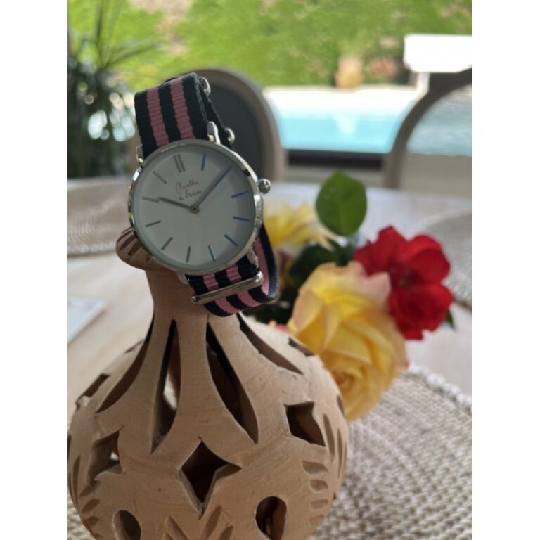 Menthe à l'eau - Montre Femme La Résistante bracelet nato noir/rose chromée – Rose