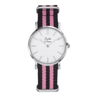 Menthe à l’eau - Montre Femme La Résistante bracelet nato noir/rose chromée