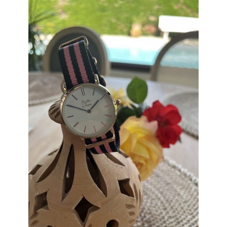 Menthe à l'eau - Montre Femme La Résistante bracelet nato noir/rose rose dorée – Rose