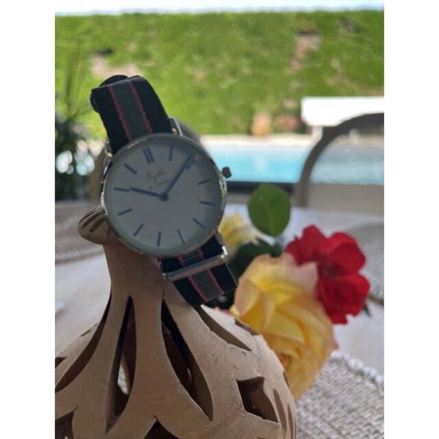 Menthe à l'eau - Montre Femme La Résistante bracelet nato noir/rose/gris chromée