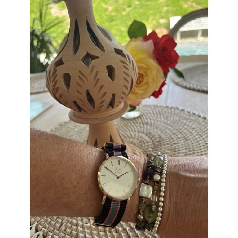 Menthe à l'eau - Montre Femme La Résistante bracelet nato noir/rose/gris rose dorée – Gris