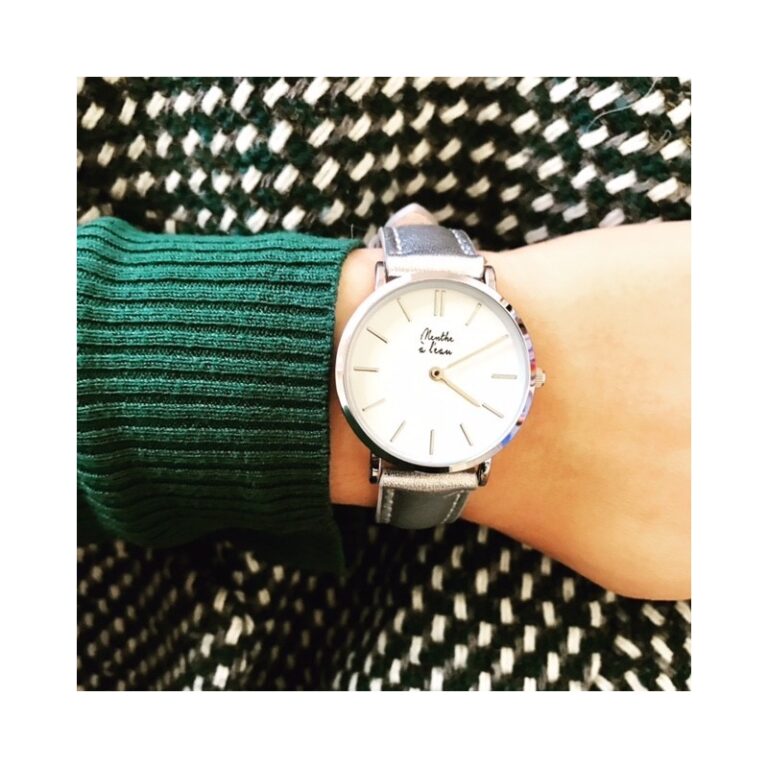 Menthe à l'eau - Montre Femme La Véritable bracelet cuir argenté fond blanc chromée – Gris