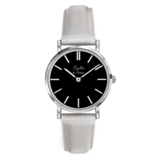 Menthe à l’eau - Montre Femme La Véritable bracelet cuir argenté fond noir chromée