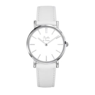 Menthe à l’eau - Montre Femme La Véritable bracelet cuir blanc fond blanc chromée
