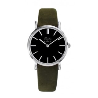 Menthe à l’eau - Montre Femme La Véritable bracelet cuir kaki fond noir chromée