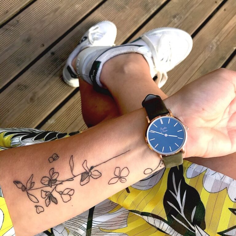 Menthe à l'eau - Montre Femme La Véritable bracelet cuir kaki fond noir rose dorée – Vert