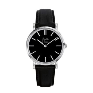 Menthe à l’eau - Montre Femme La Véritable bracelet cuir noir fond noir chromée