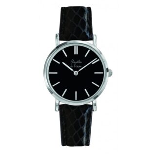 Menthe à l’eau - Montre Femme La Véritable bracelet cuir python noir fond noir chromée