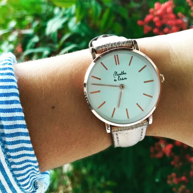 Menthe à l'eau - Montre Femme La Véritable bracelet cuir rose gold fond blanc rose