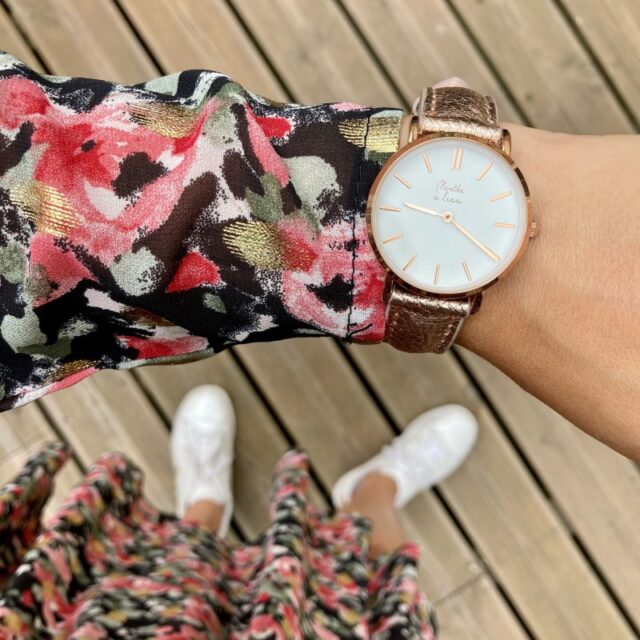 Menthe à l'eau - Montre Femme La Véritable bracelet cuir rose gold fond blanc rose