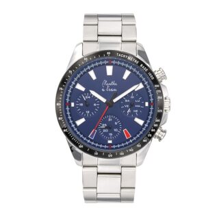 Montre Homme L’Équinoxe bracelet Acier chromé fond bleu par la marque Menthe à l’eau Menthe à l’eau - Montre Homme L’Équinoxe bracelet Acier chromé fond bleu