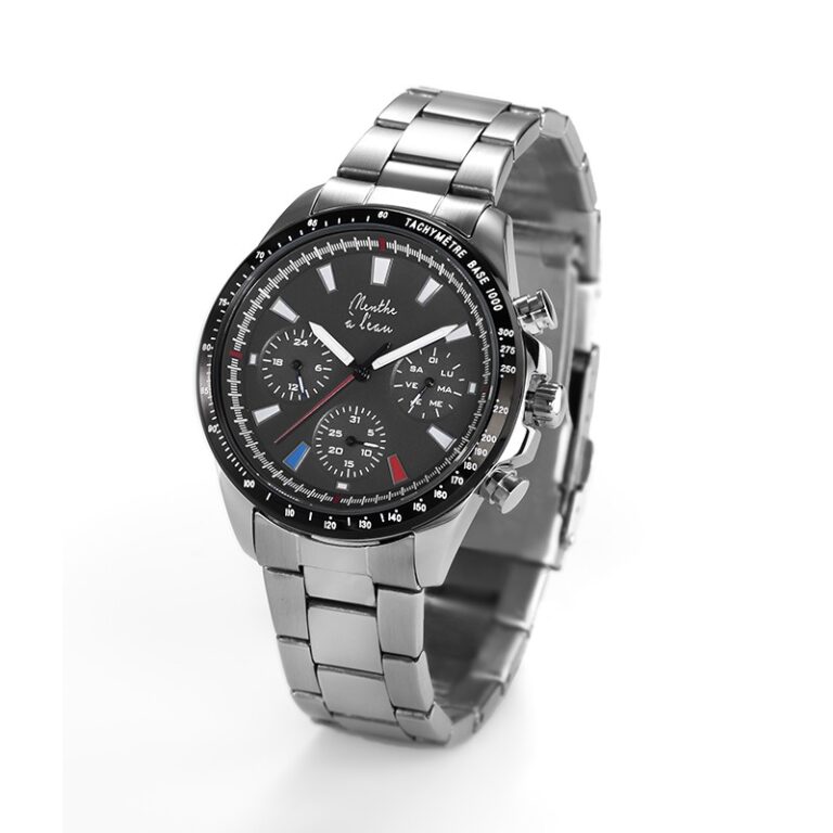 Menthe à l'eau - Montre Homme L'Équinoxe bracelet Acier chromé fond noir