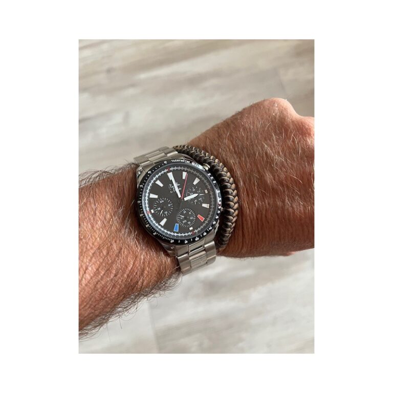 Menthe à l'eau - Montre Homme L'Équinoxe bracelet Acier chromé fond noir