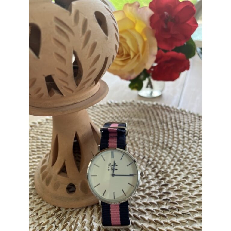 Menthe à l'eau - Montre Homme La Résistante bracelet nato bleu/rose chromée – Rose