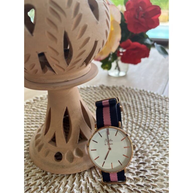 Menthe à l'eau - Montre Homme La Résistante bracelet nato bleu/rose rose dorée – Rose