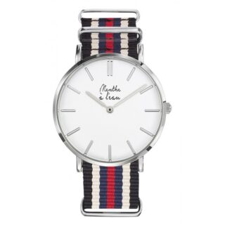 Menthe à l’eau - Montre Homme La Résistante bracelet nato noir/beige/bleu/rouge chromée