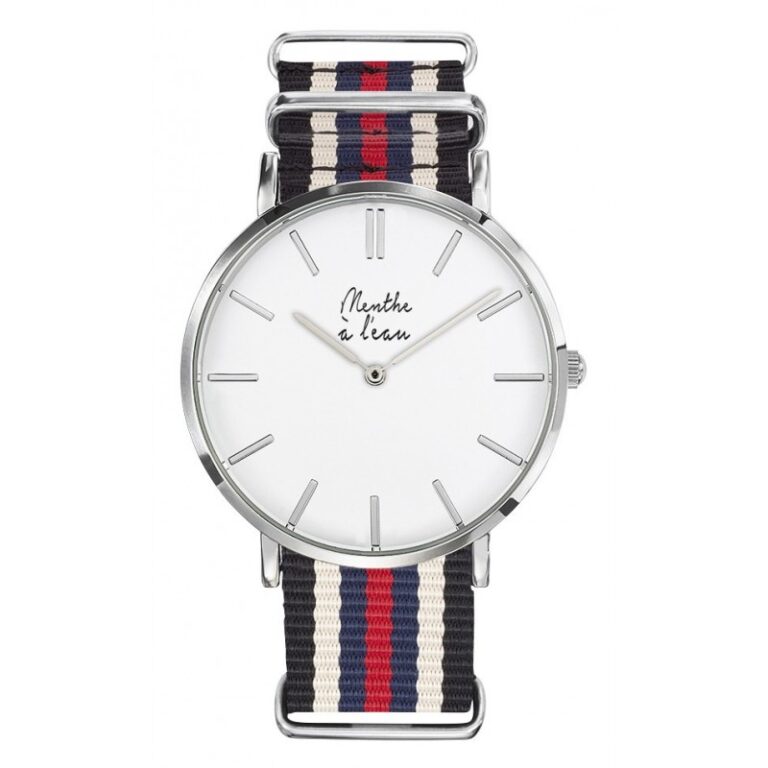 montre homme la resistante bracelet nato noirbeigebleurouge chromee Menthe à l'eau - Montre Homme La Résistante bracelet nato noir/beige/bleu/rouge chromée