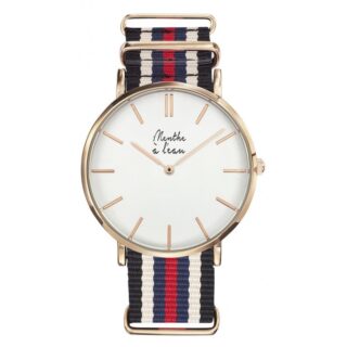 Montre Homme La Résistante bracelet nato noir/beige/bleu/rouge rose par la marque Menthe à l’eau Menthe à l’eau - Montre Homme La Résistante bracelet nato noir/beige/bleu/rouge rose