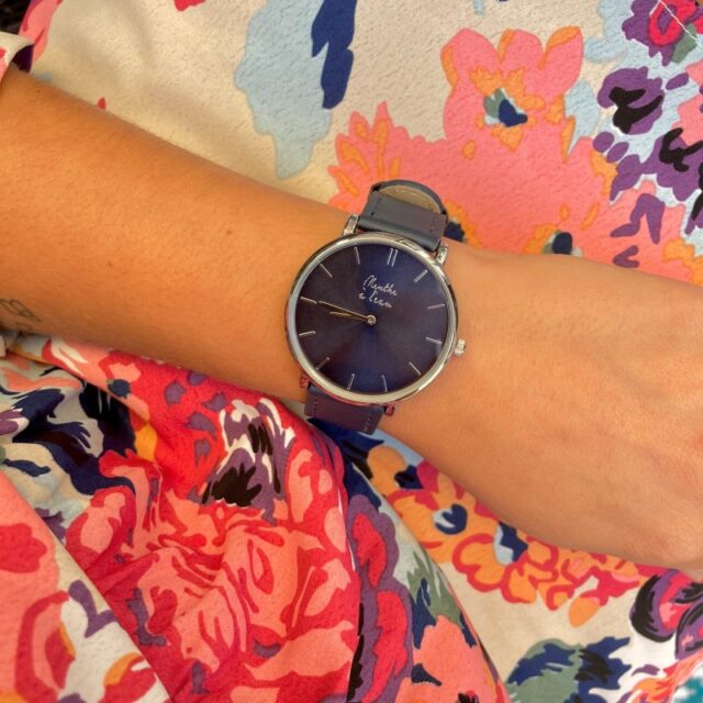 Menthe à l'eau - Montre Mixte L'Indécise bracelet façon cuir bleu chromée
