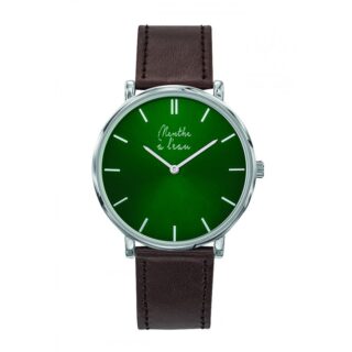 Menthe à l’eau - Montre Mixte LIndécise bracelet façon cuir marron fond vert chromée