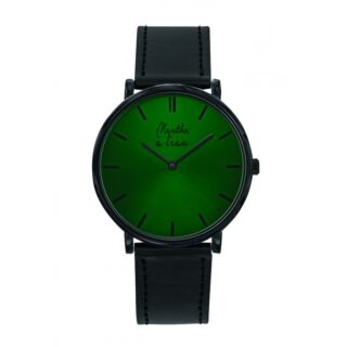 Menthe à l’eau - Montre Mixte LIndécise bracelet façon cuir noir fond vert noir