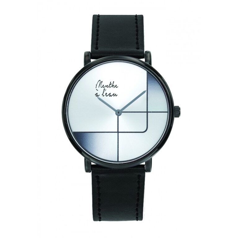 Menthe à l'eau - Montre Mixte L'Indécise bracelet façon cuir noir gris design