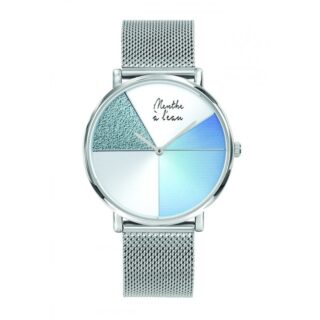 Menthe à l’eau - Montre Mixte L’Indécise maille chromée bleu design