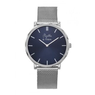 Menthe à l’eau - Montre Mixte LIndécise maille chromée fond bleu chromée