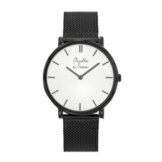 Menthe à l’eau - Montre Mixte L’Indécise maille noire fond blanc noir