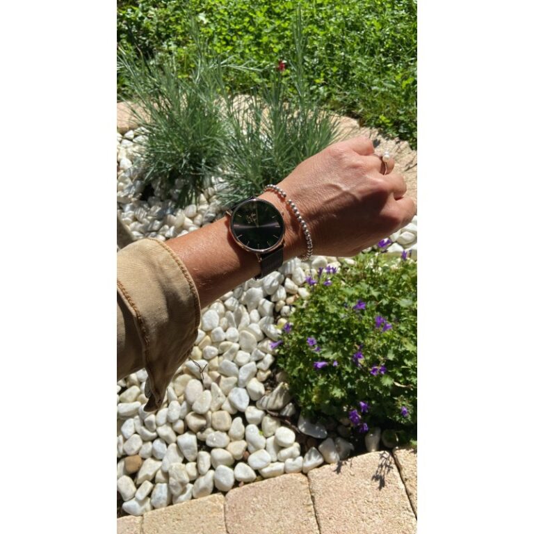 Menthe à l'eau - Montre Mixte L'Indécise maille noire fond noir rose dorée – Noir