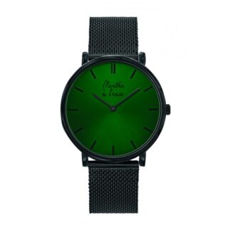 Montre Mixte L’Indécise maille noire fond vert noir par la marque Menthe à l’eau Menthe à l’eau - Montre Mixte L’Indécise maille noire fond vert noir