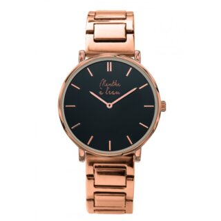 Menthe à l’eau - Montre Mixte LIntemporelle dorée rose fond noir
