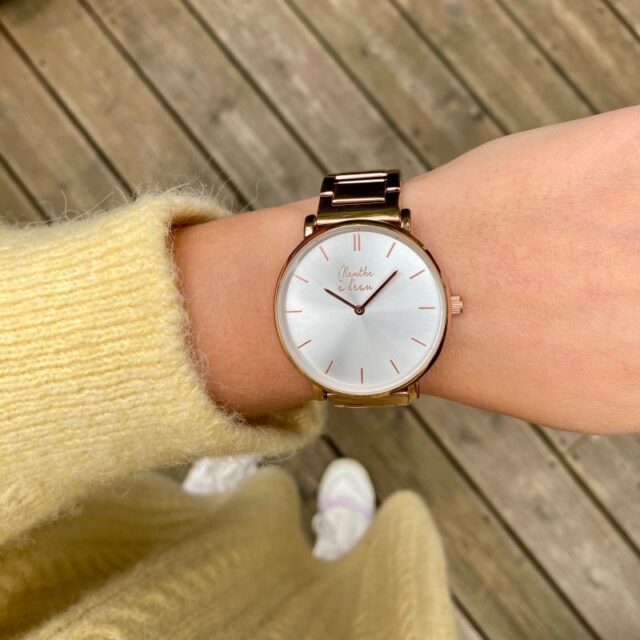 Menthe à l'eau - Montre Mixte L'Intemporelle dorée rose fond soleillé