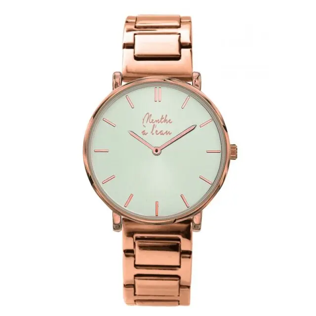 Menthe à l’eau - Montre Mixte L’Intemporelle dorée rose fond soleillé