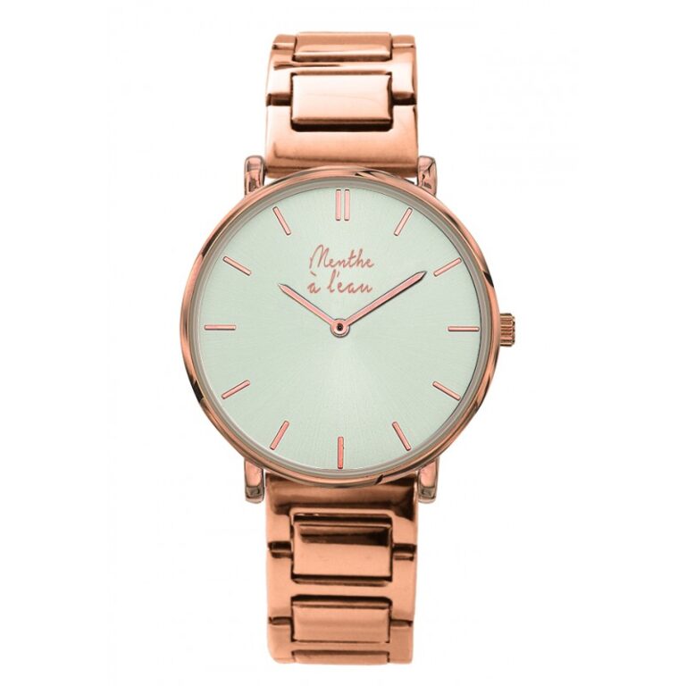 Menthe à l'eau - Montre Mixte L'Intemporelle dorée rose fond soleillé