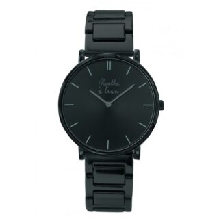 Montre Mixte L’Intemporelle noire fond noir par la marque Menthe à l’eau Menthe à l’eau - Montre Mixte L’Intemporelle noire fond noir