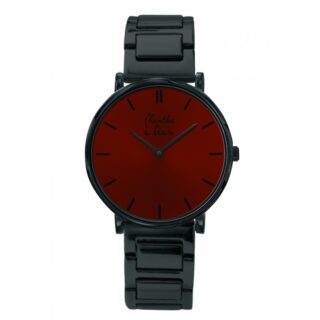 Menthe à l’eau - Montre Mixte LIntemporelle noire fond rouge