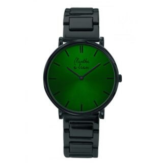 Menthe à l’eau - Montre Mixte LIntemporelle noire fond vert