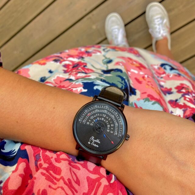 Menthe à l'eau - Montre Mixte La Rapporteuse bracelet façon cuir noir