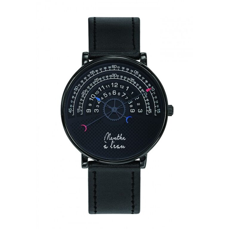 Menthe à l'eau - Montre Mixte La Rapporteuse bracelet façon cuir noir