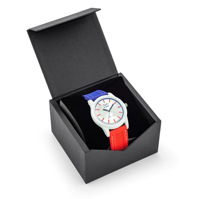 Menthe à l'eau - Montre Mixte La Tricolore boitier blanc bracelet silicone bleu rouge