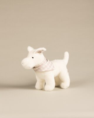 Pamplemousse Peluches - Peluche Chien Oscar Blanc foulard Vichy Rose