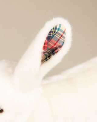 Pamplemousse Peluches - Lapin en Peluche Martin  Blanc Ecossais