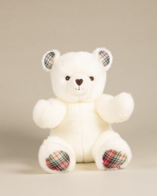 Peluche Grand Ours Robert Blanc Ecossais par la marque Pamplemousse Peluches Pamplemousse Peluches - Peluche Grand Ours Robert Blanc Ecossais