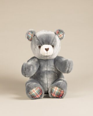 Peluche Grand Ours Robert Bleu Gris Ecossais par la marque Pamplemousse Peluches Pamplemousse Peluches - Peluche Grand Ours Robert Bleu Gris Ecossais